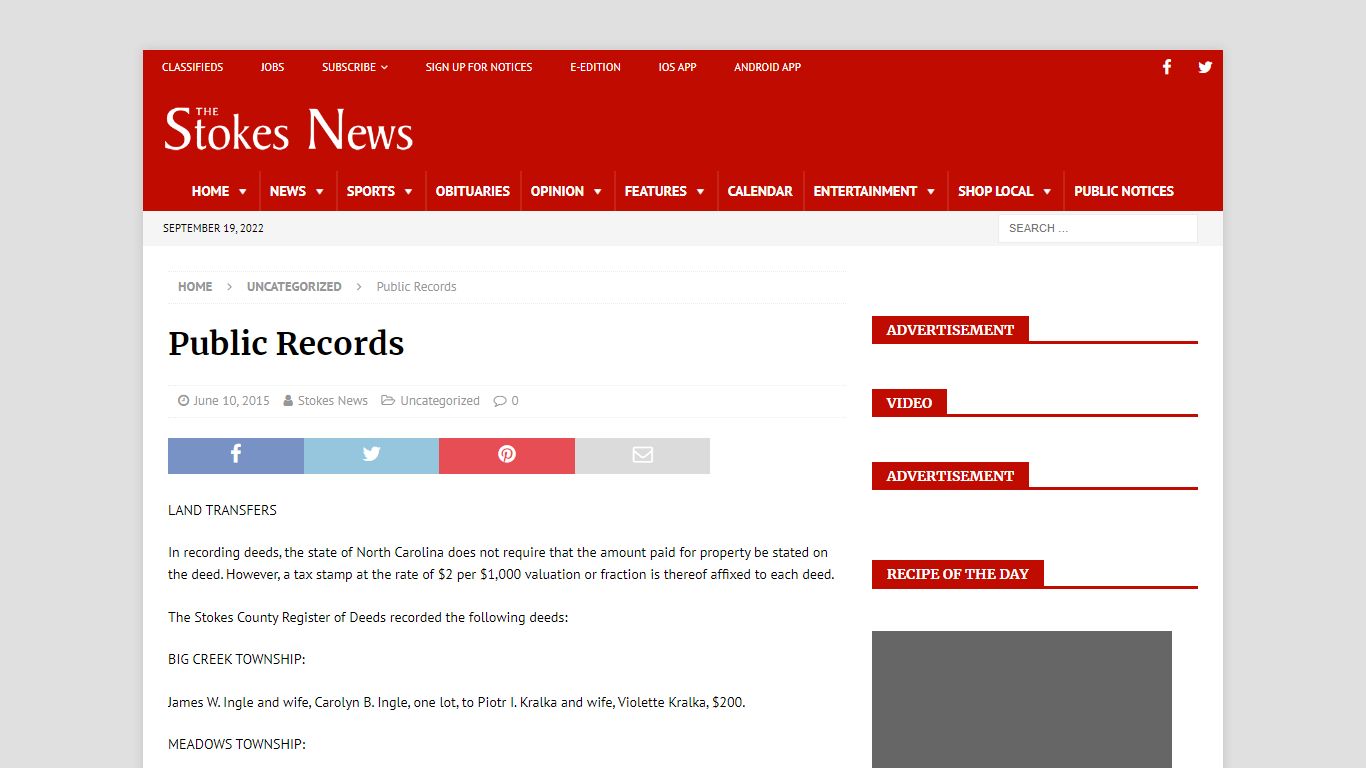 Public Records | The Stokes News